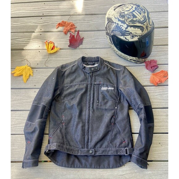 Can-Am Spyder DC Series BRP Black Jacket Size Medium Denim Motorcycle Riding - Picture 1 of 16